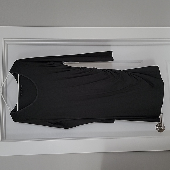 athleta carefree long sleeve dress Athleta Women's Size L Black Carefree Long Sleeve Ruched Side Sheath Dress Modal